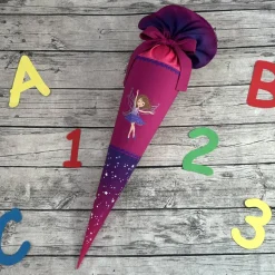 zauberhafte Schultüte Lila Beere Pink Farbverlauf mit Fee / Elfe & Sterne