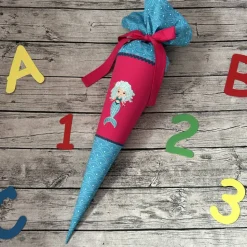 zauberhafte Schultüte Türkis Pink mit Meerjungfrau