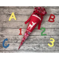 zauberhafte Schultüte Zuckertüte in Rot mit Reh