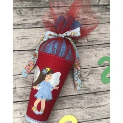 zauberhafte Schultüte Zuckertüte 70cm mit Blumen und kleine Fee / Elfe