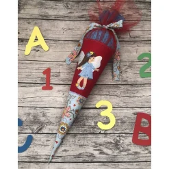 zauberhafte Schultüte Zuckertüte 70cm mit Blumen und kleine Fee / Elfe