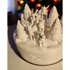 Zauberhafte Winterwelt: 3D-gedrucktes Diorama mit Rentieren und Tannenwald (mit/ohne LED-Licht)