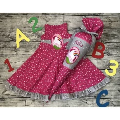 zauberhaftes Set zur Einschulung nach Wunsch > Schultüte & Kleid Drehkleid