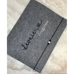 Zeugnis, Zeugnismappe, Zeugnishülle, Zeugnisse, gestickt, Herz, Filz, Junge, Mädchen, personalisierbar, mit Namen,