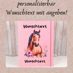Zeugnismappe aus Filz | personalisierbar | Zeugnishülle Einhorn rosa | Organizer Schule