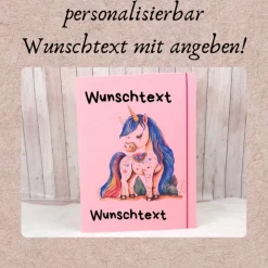 Zeugnismappe aus Filz | personalisierbar | Zeugnishülle Einhorn rosa | Organizer Schule