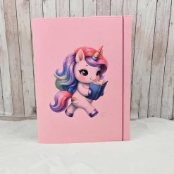 Zeugnismappe aus Filz | personalisierbar | Zeugnishülle Einhorn rosa | Organizer Schule
