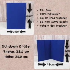 Zeugnismappe aus Filz | Zeugnishülle Einhorn blau | Organizer Schule