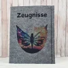 Zeugnismappe aus Filz | Zeugnishülle Schmetterling dunkelgrau | Organizer Schule