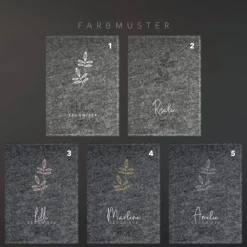 Zeugnismappe aus Filz *Blätter* | personalisiert mit Namen und Farbe