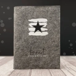 Zeugnismappe aus Filz *Stern* | personalisiert mit Namen und Farbe