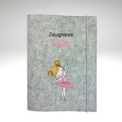 Zeugnismappe Ballerina personalisierte Dokumentenmappe Filz Sichtbuch