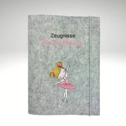 Zeugnismappe Ballerina personalisierte Dokumentenmappe Filz Sichtbuch