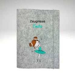 Zeugnismappe Ballerina personalisierte Dokumentenmappe Filz Sichtbuch