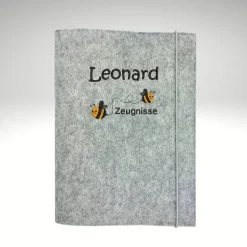 Zeugnismappe Bienen personalisierte Dokumentenmappe Filz Sichtbuch