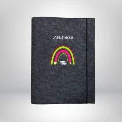 Zeugnismappe Boho Regenbogen Filz Sichtbuch Geschenk zur Einschulung