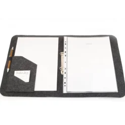 Zeugnismappe Dokumentenordner PERSONALISIERT hell grau Filz A4 Leder Geschenk Schule Ausbildung Studium Klarsichthülle