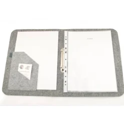 Zeugnismappe Dokumentenordner PERSONALISIERT hell grau Filz A4 Leder Geschenk Schule Ausbildung Studium Klarsichthülle