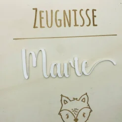 Zeugnismappe personalisiert aus Holz | Geschenk zum Schulstart | Zeugnisordner mit Namen | Einschulungsgeschenk