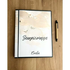 Zeugnismappe personalisiert, Geschenk zur Einschulung, dokumentenechte Aufbewahrung für Zeugnisse und Urkunden