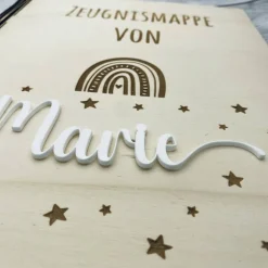 Zeugnismappe personalisiert aus Holz | Geschenk zum Schulstart | Zeugnisordner mit Namen | Einschulungsgeschenk