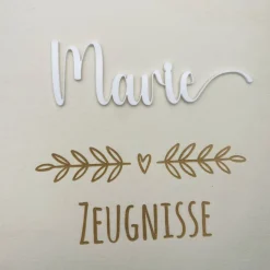 Zeugnismappe personalisiert aus Holz | Geschenk zum Schulstart | Zeugnisordner mit Namen | Einschulungsgeschenk