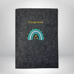 Zeugnismappe Regenbogen Sterne Filz Sichtbuch Geschenk zur Einschulung