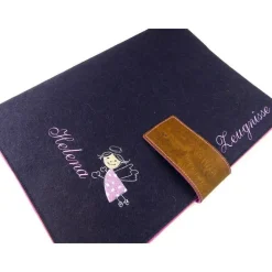 Zeugnismappe "Schutzengel" mit Namen,Filz und Kork,Sammelmappe A4,Geschenk Schulanfang