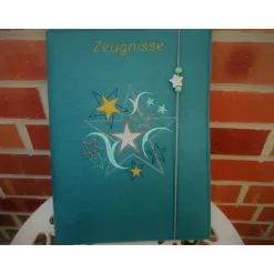 Zeugnissmappe / Zeugnisshülle aus Filz "Sterne"