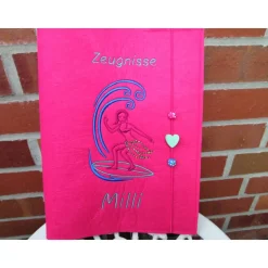 Zeugnissmappe / Zeugnisshülle aus Filz "Surferin"