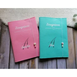 Zeugnissmappe aus Filz - personalisierbar- Einschulung * Minze