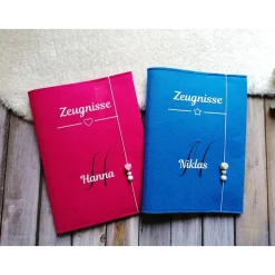 Zeugnissmappe aus Filz - personalisierbar- Einschulung * Hellgrau