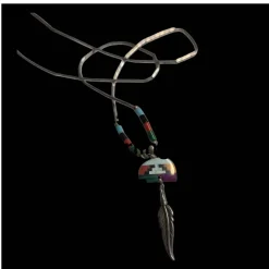 Zierliche 925 Silber Stäbchen-Kette mit Türkis, Koralle & Kralle – Einzelstück, Vintage