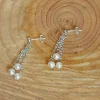 Zierliche Ohrhänger mit weißen Zuchtperlen Sterlingsilber