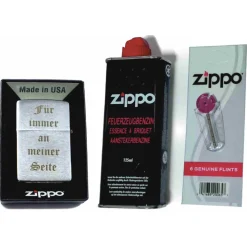 ZIPPO Feuerzeug mit Gravur, Fotogravur, Bildgravur Geschenk Set für Männer Geburtstag  Rückseitengravur möglich