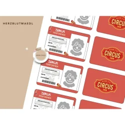 Zirkusparty Kindergeburtstag Mitgebsel - DIY Zirkus Ausweis Kinderausweis - Bastelvorlage als Download