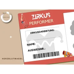 Zirkusparty Kindergeburtstag Mitgebsel - DIY Zirkus Ausweis Kinderausweis - Bastelvorlage als Download