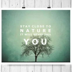 Zitat und Kunst-Druck "Baum im Winter" Fotografie mit texturiertem Hintergrund in Vintage Rosa oder Grün, Größe 20 x 15 cm