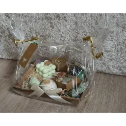 Zitronengras&Vanille Geschenkset – Handgemachte Zitronengrasseife, Badesalz, Vanille-Badekugel, Kerzen, Duftteelicht