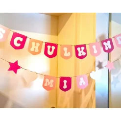 Zuckersüße Rosa Girlande zum Einschulung/Personalisierte Endlich Schulkind Girlande