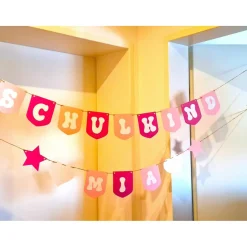 Zuckersüße Rosa Girlande zum Einschulung/Personalisierte Endlich Schulkind Girlande