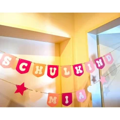 Zuckersüße Rosa Girlande zum Einschulung/Personalisierte Endlich Schulkind Girlande