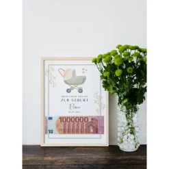 Zur Geburt | personalsiertes Geldgeschenk zur Geburt - Erste Million | Geschenk mit Namen | individualisiertes Geschenk