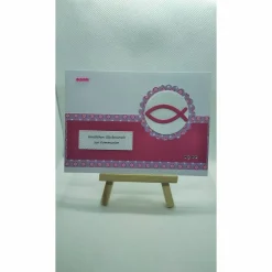 zur  Kommunion, Glückwunschkarte, Mädchen, Fisch