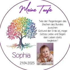 Zur Taufe Tortenaufleger aus Esspapier mit 12 Muffins Lebensbaum Tortendeko Photo Tortenbild Name Datum und Vers