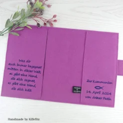 zusätzliche Widmung für Gotteslobhülle und Gesangbuchhülle zur Kommunion, Konfirmation