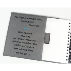 zusätzliche Widmung in einem Gästebuch zur Kommunion, Konfirmation, Firmung oder Geburtstag