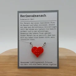 Zwei Schlüsselanhänger Herz Baustein-Optik für Paare, Freunde, Herzensmenschen, Valentinstag, Geschenk